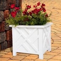 Plant Pot Holder, Planter Container Box by Pure Garden, White   555542386